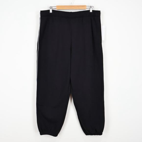 NWT Athleta Forever Fleece High-Rise Piping Jogger In Black White Size Large - Picture 4 of 12